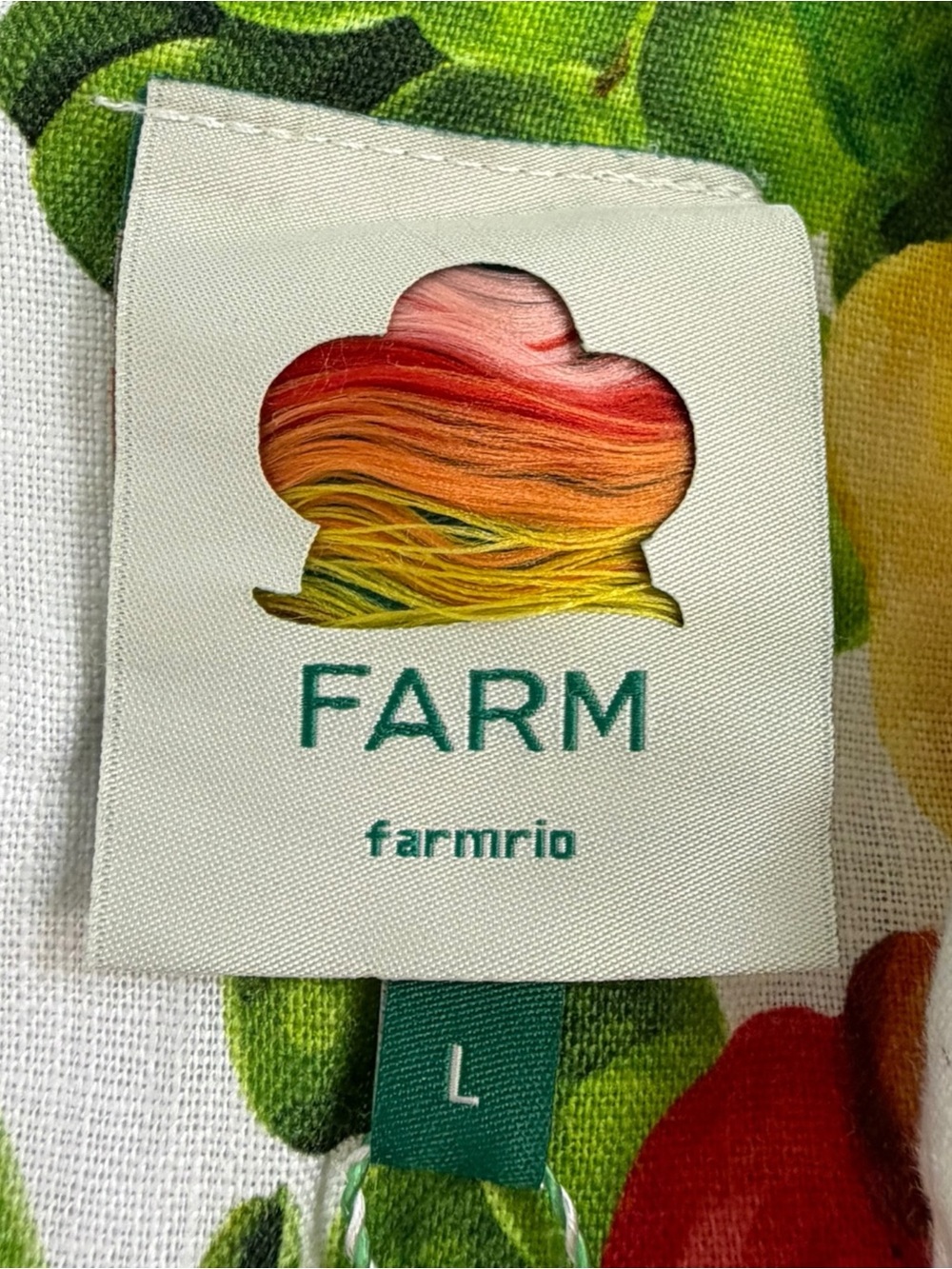 Farm Rio NWT White Multicolor Floral Fruit Linen Long Dress Size Large - Picture 11 of 13